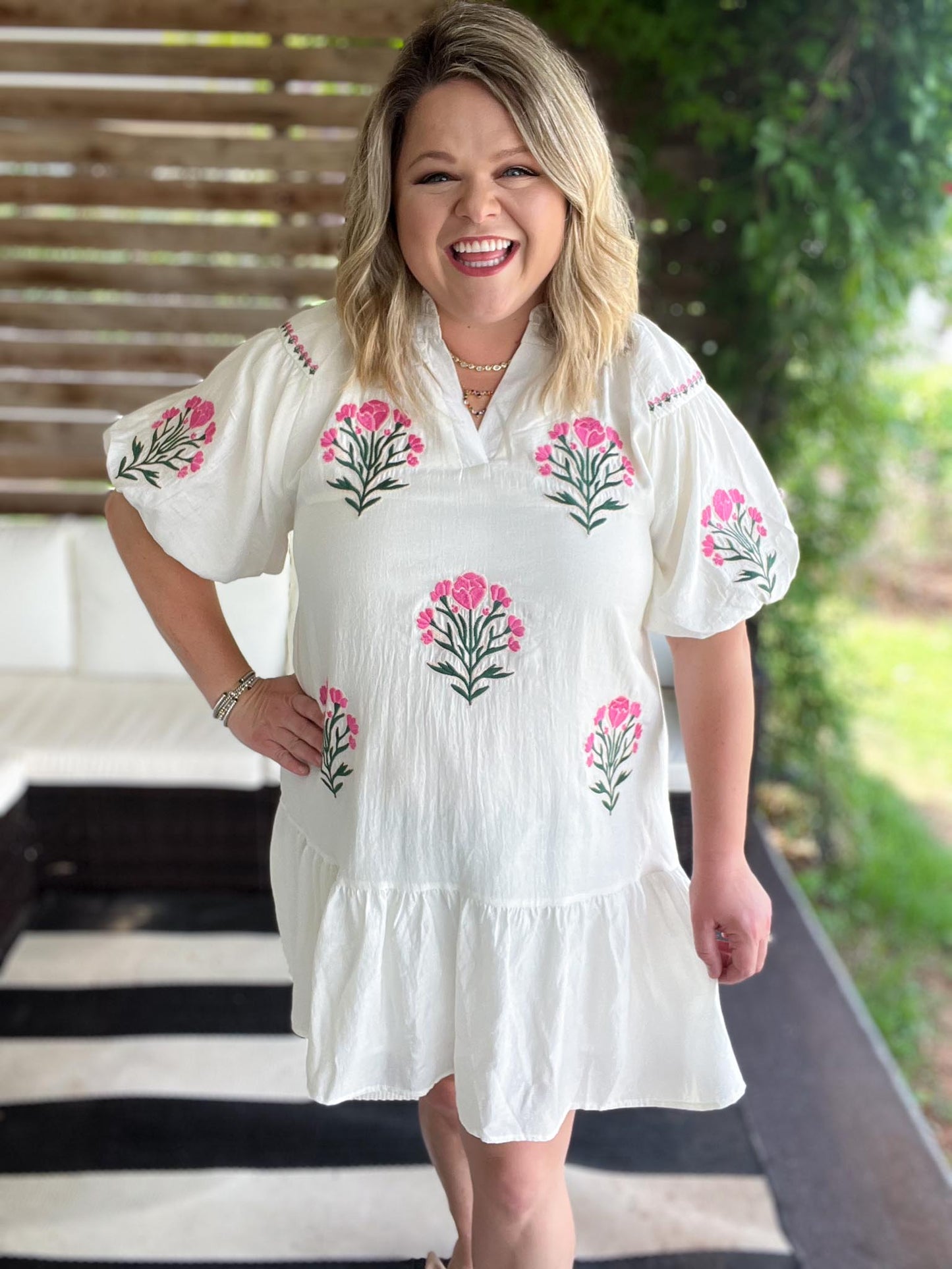 Folklorico Frills Curvy White Embroidered Dress