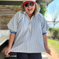 Freedom Stripe Curvy Blue Ribbed Top