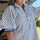 Freedom Stripe Curvy Blue Ribbed Top