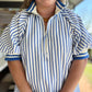 Freedom Stripe Curvy Blue Ribbed Top