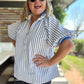 Freedom Stripe Curvy Blue Ribbed Top