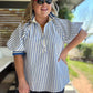 Freedom Stripe Curvy Blue Ribbed Top