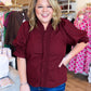 French Ribbon Curvy Wine Ruffled Top