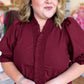 French Ribbon Curvy Wine Ruffled Top