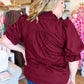 French Ribbon Curvy Wine Ruffled Top