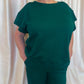 From the Sidelines Plus-Size Green Textured Set