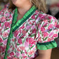 Front Porch Florals Curvy Ruffle Trim Top