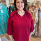 Frosted Cranberry Curvy Collared Top