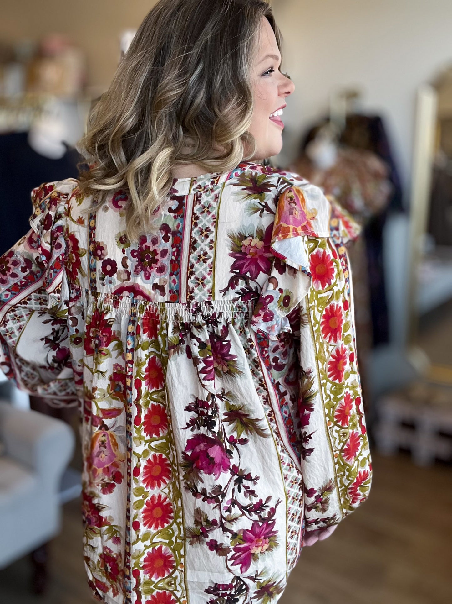Garden Party Plus-Size Peasant Top