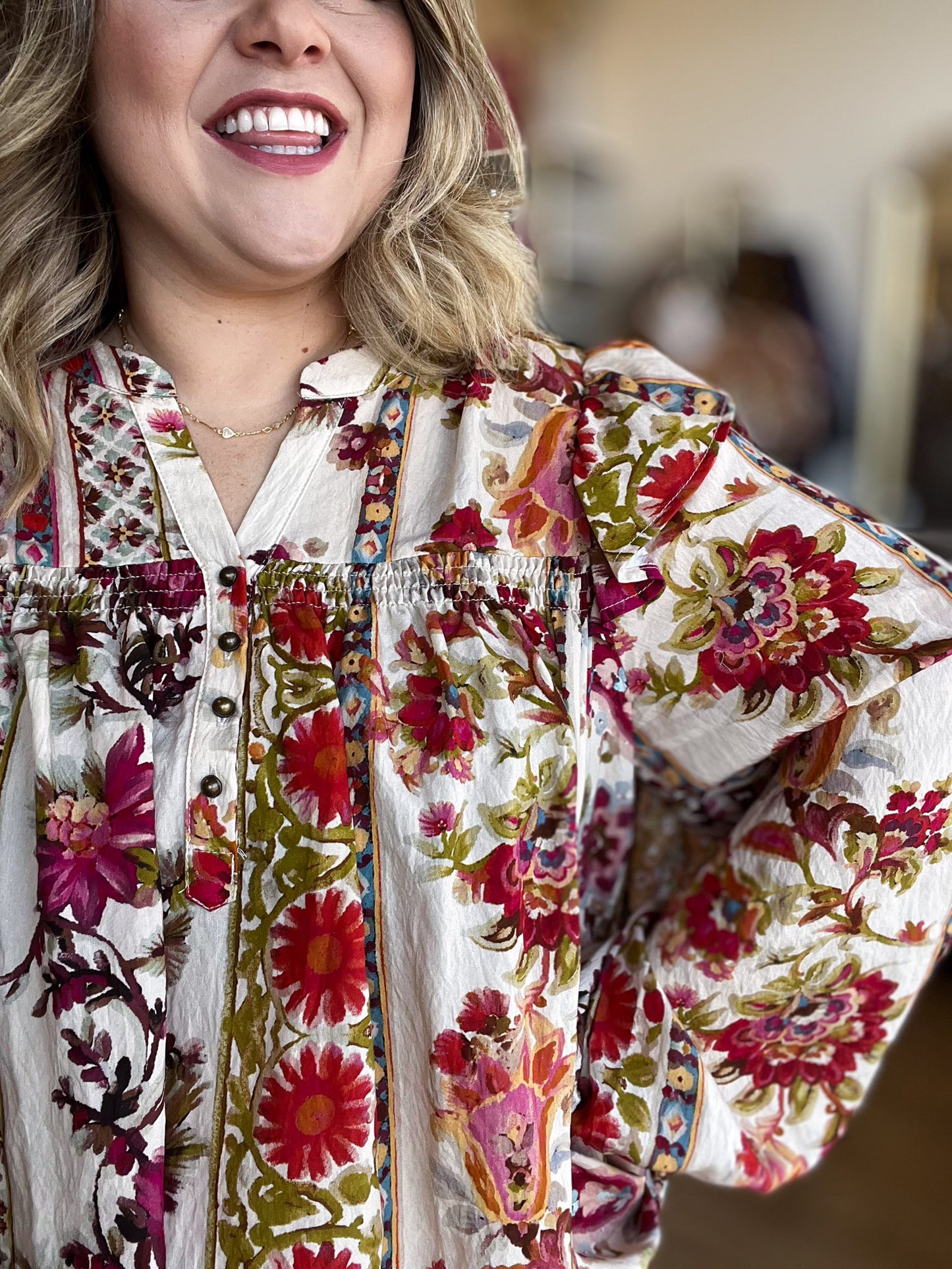 Garden Party Plus-Size Peasant Top