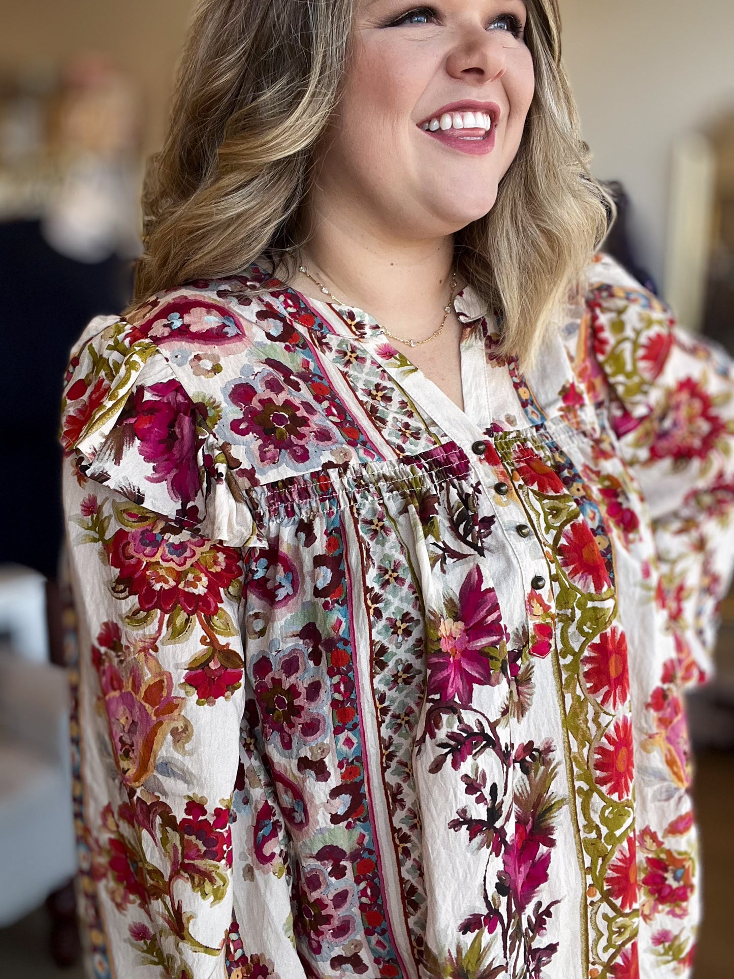 Garden Party Plus-Size Peasant Top