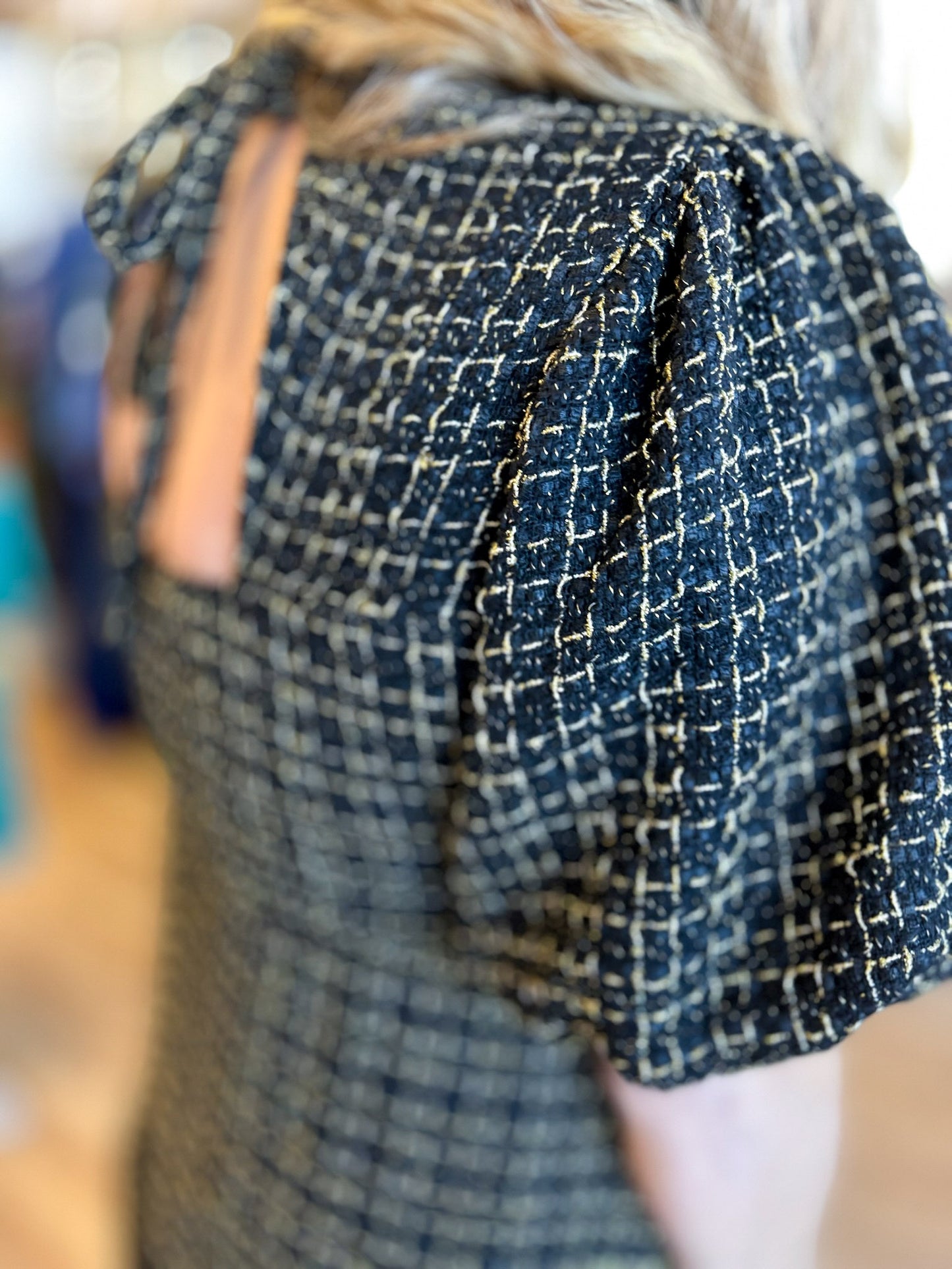 Gilded Eve Plus-Size Black & Gold Tweed Dress