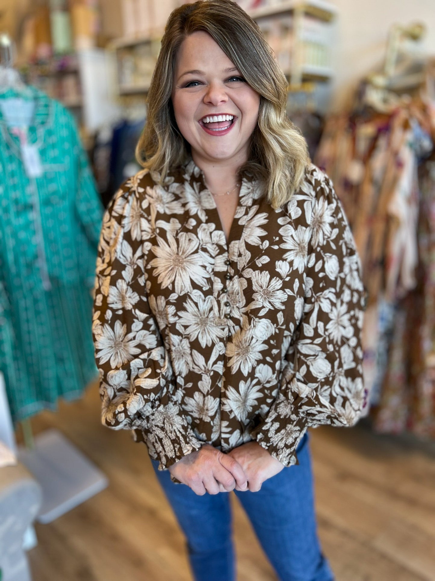 Golden Hour Glow Plus-Size Floral Top