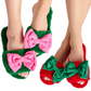 Green & Pink Bow Slippers