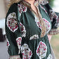 Green with Envy Curvy Flower Patch Midi Dress