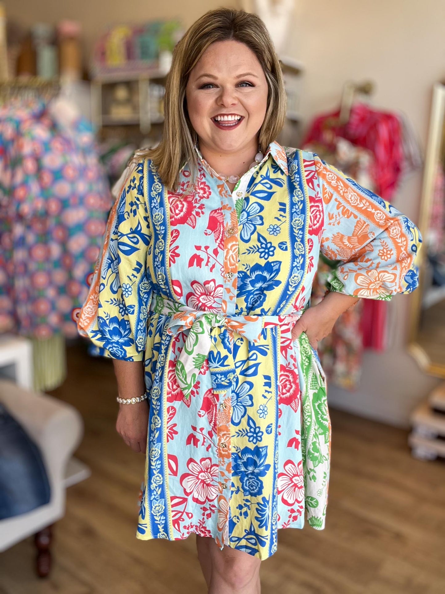Guest of Honor Curvy Botanical Mini Dress
