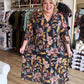 Harvest Blooms Curvy Black Floral Midi Dress