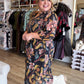 Harvest Blooms Curvy Black Floral Midi Dress