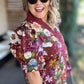 Harvest Blooms Curvy Merlot Floral Top