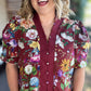 Harvest Blooms Curvy Merlot Floral Top