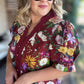 Harvest Blooms Curvy Merlot Floral Top
