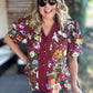 Harvest Blooms Curvy Merlot Floral Top