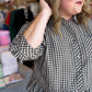 Harvest Check Curvy Olive Gingham Peplum Top
