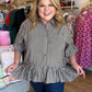 Harvest Check Curvy Olive Gingham Peplum Top