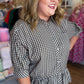Harvest Check Curvy Olive Gingham Peplum Top