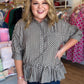 Harvest Check Curvy Olive Gingham Peplum Top