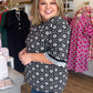 Harvest Haze Curvy Black and White Floral Top