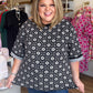 Harvest Haze Curvy Black and White Floral Top