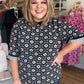 Harvest Haze Curvy Black and White Floral Top