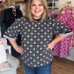 Harvest Haze Curvy Black and White Floral Top