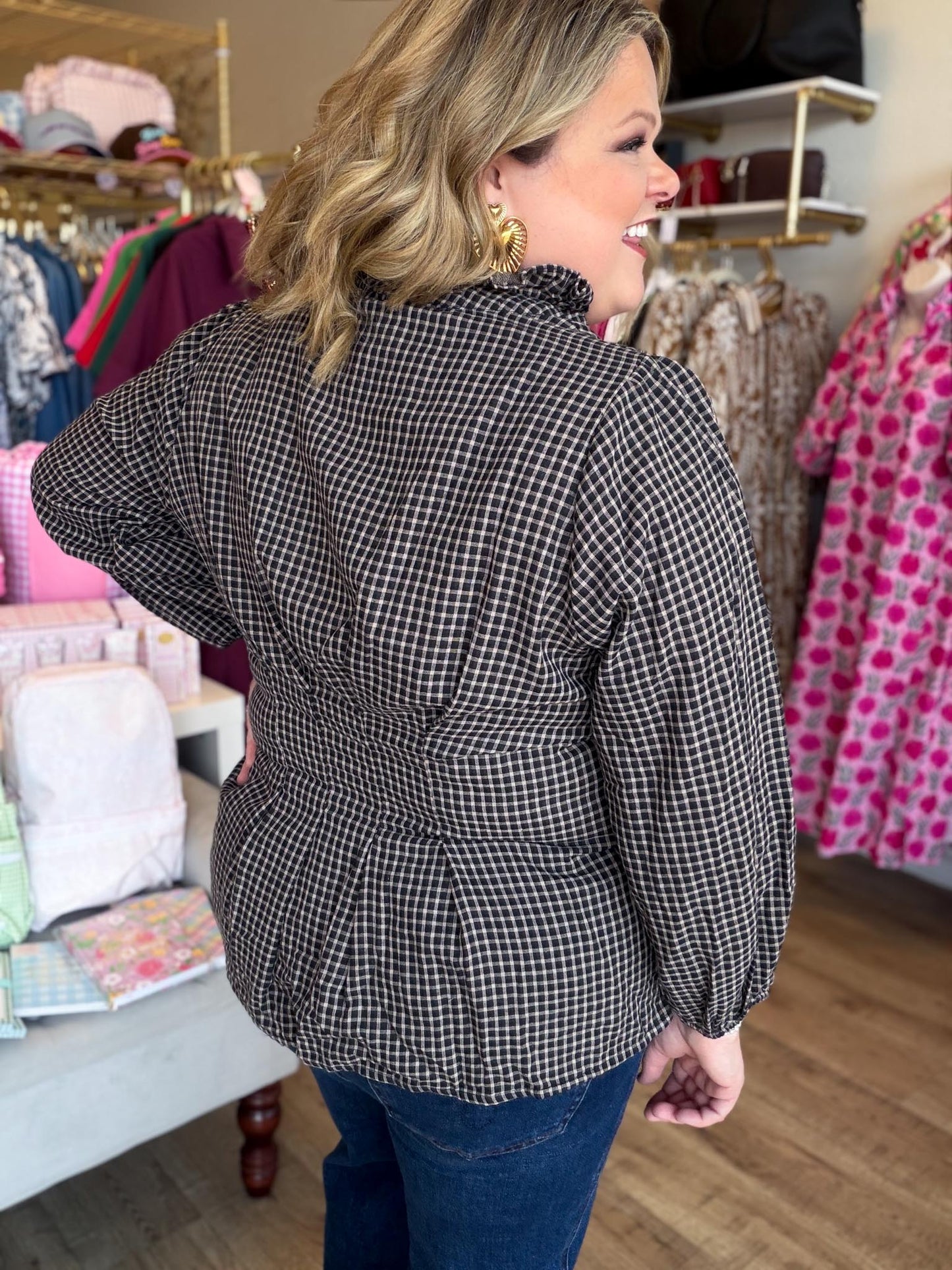 Harvest Heirloom Curvy Plaid Long Sleeve Top