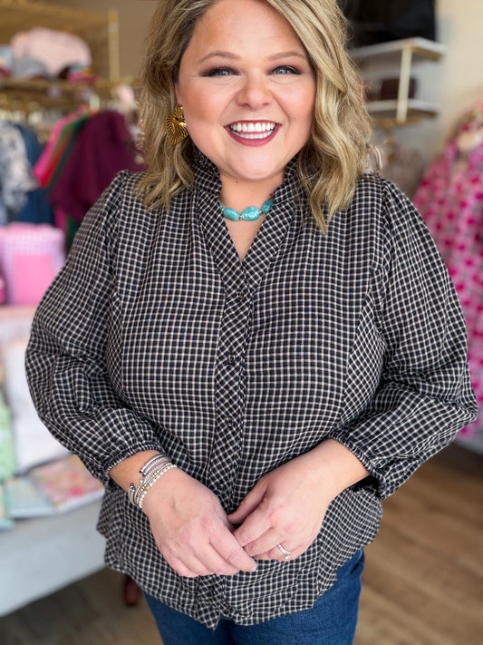 Harvest Heirloom Curvy Plaid Long Sleeve Top