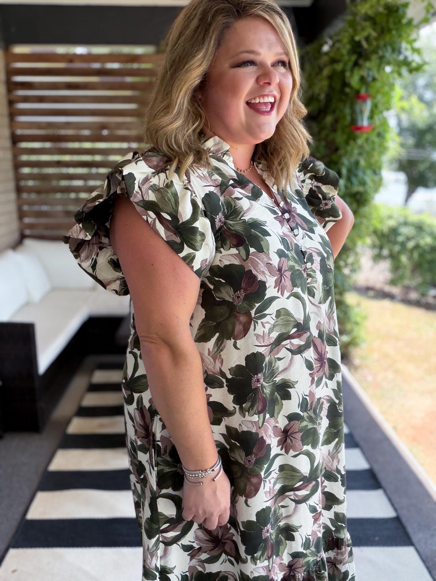 Harvest Hues Curvy Floral Midi Dress
