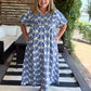Heat Wave Curvy Denim Blue Abstract Midi Dress