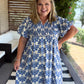 Heat Wave Curvy Denim Blue Abstract Midi Dress