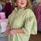 Hey There, Honeydew Plus-Size Green Stripe Top
