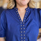 Hey there, Stud Curvy Navy Studded Shirt