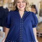 Hey there, Stud Curvy Navy Studded Shirt