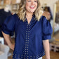 Hey there, Stud Curvy Navy Studded Shirt