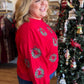 Holiday Style Curvy Cropped Beaded Wreath Sweatshirt