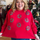 Holiday Style Curvy Cropped Beaded Wreath Sweatshirt