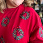 Holiday Style Curvy Cropped Beaded Wreath Sweatshirt