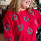 Holiday Style Curvy Cropped Beaded Wreath Sweatshirt