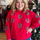 Holiday Style Curvy Cropped Beaded Wreath Sweatshirt
