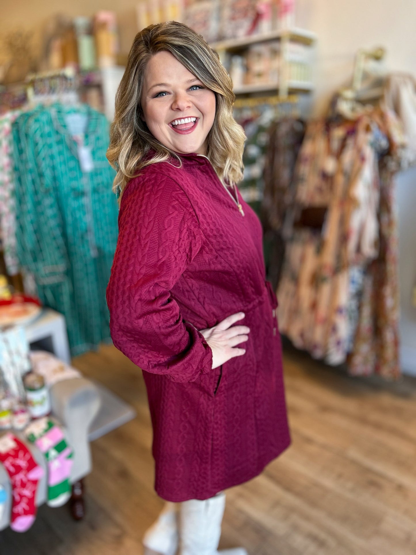 Holly Berry Curvy Zipper Dress