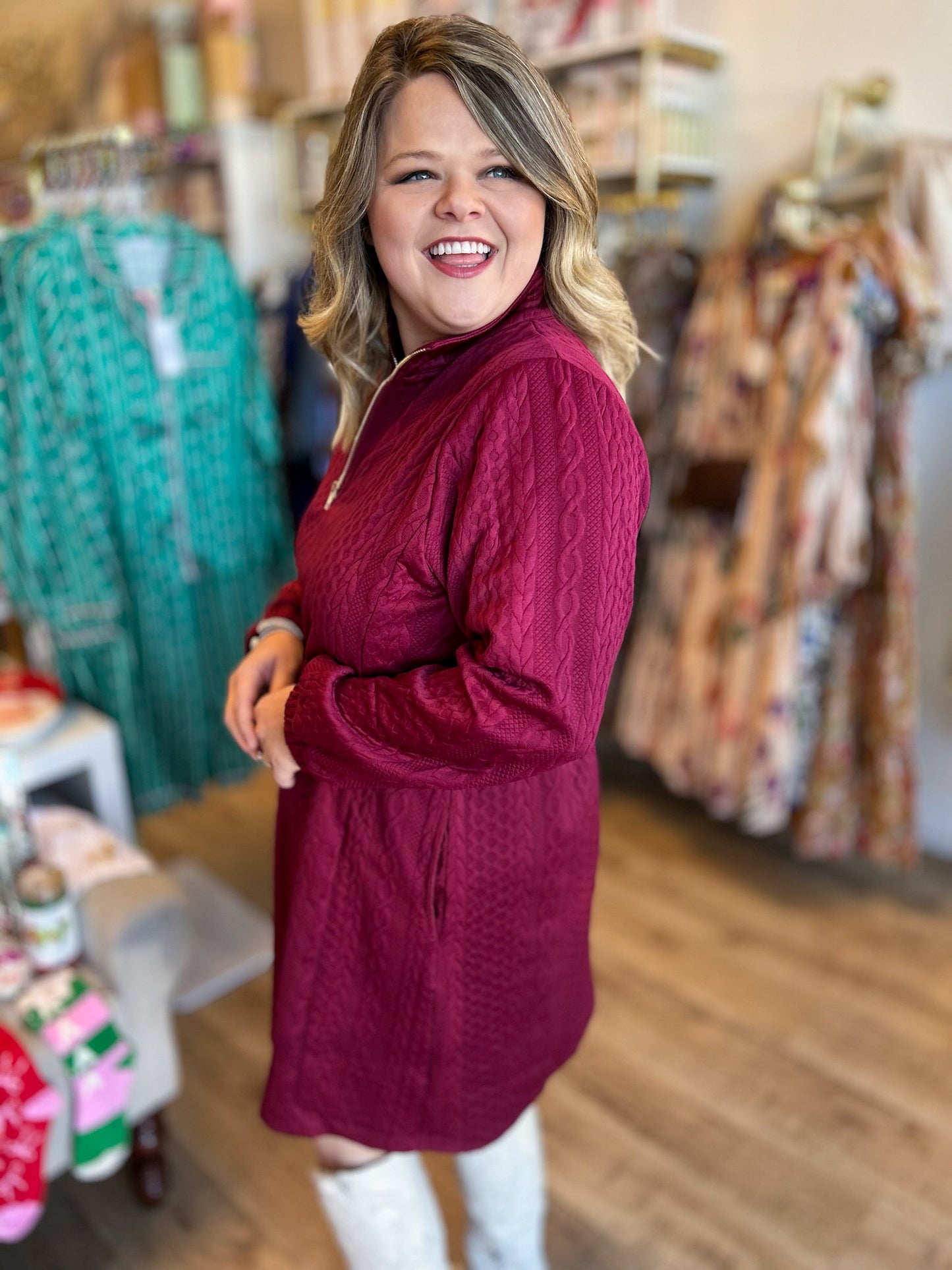 Holly Berry Curvy Zipper Dress